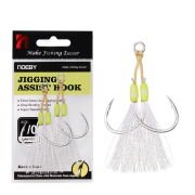 Noeby Jigging Hook-C 1/0 Assist Glow 2 Pcs